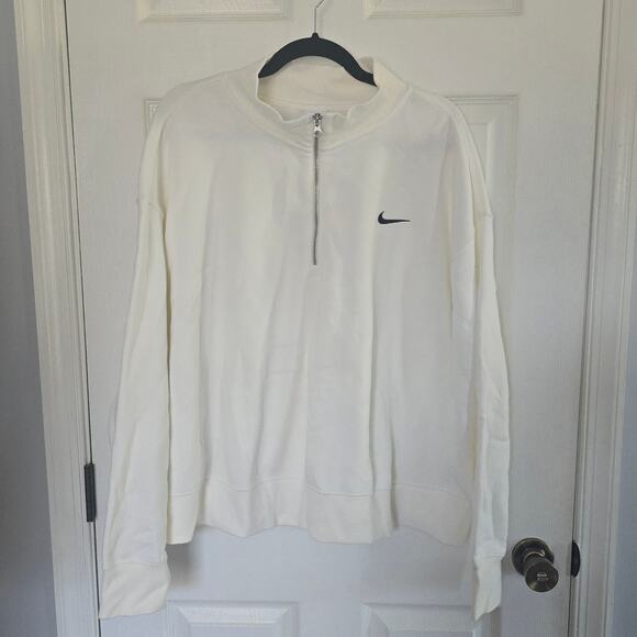 NWT! Nike Sportswear Fleece Oversized Half-Zip Crop Sweatshirt White Plus 3x - Picture 2 of 9